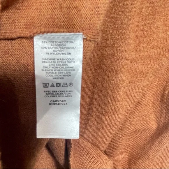 NWT Loft Brown V-Neck Short Sleeve Ribbed Hem Size Women Petite Small Retail $49 - Picture 3 of 6